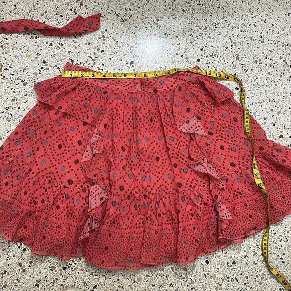 NWT Ulla Johnson monet geo print red gold mini ruffle skirt 4 - Picture 4 of 4